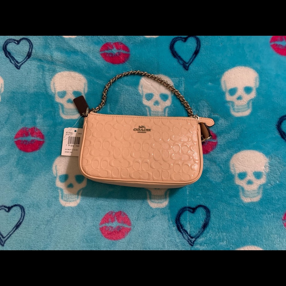 Coach mini pink patent leather shoulder bag